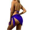Bikini Sets for Women 3 Piece Swimsuits Sexy High Cut Bathing Suit Halter High Waisted Swimwear with Cover Up Skirt Blue view 3