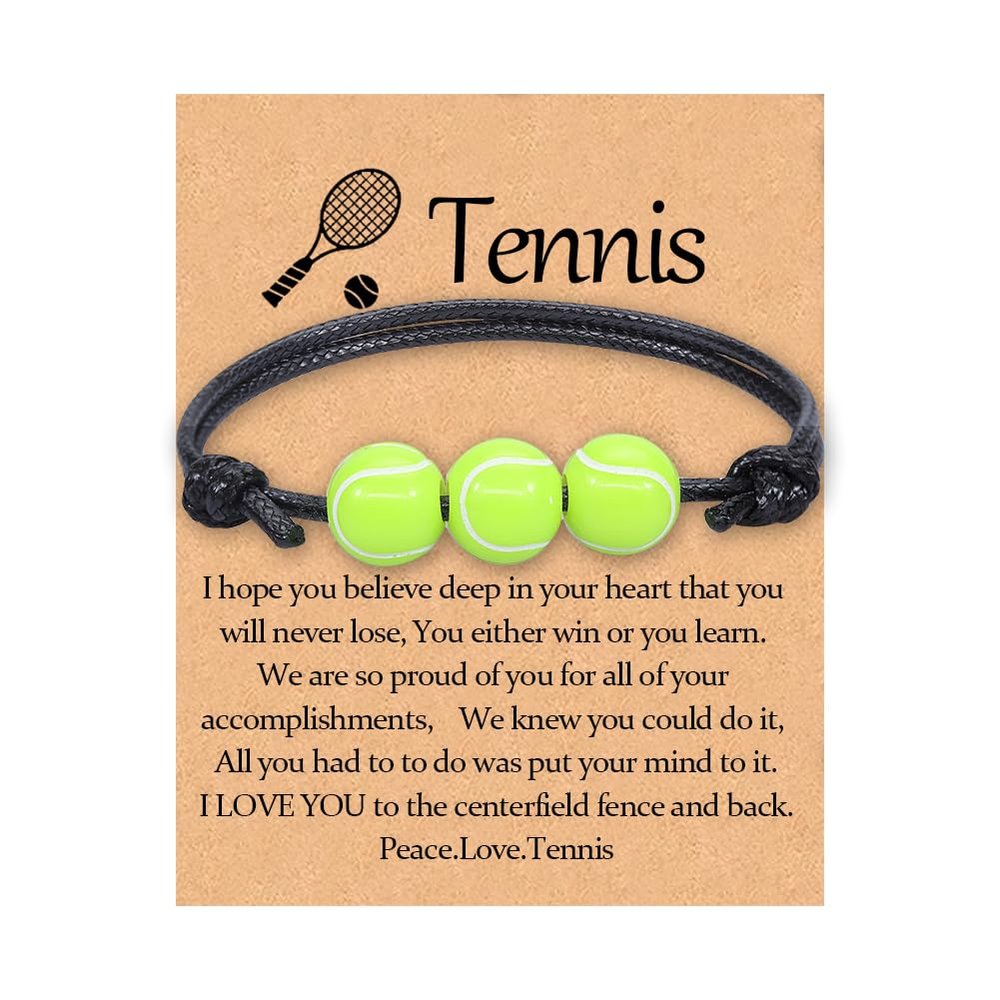 Tennis Ball Bracelet Gifts for Son Daughter Birthday Gift for Grandson Granddaughter Sports Bracelet for Friend Bestie Tennis Party Favors for Sister Brother Tennis Team Gifts for Tennis Players Lover