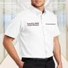 Custom Short Sleeve Embroidered Button Up Shirts for Men Add Your Text Personalized Embroidery Easy Care Shirts White/Light Stone view 2