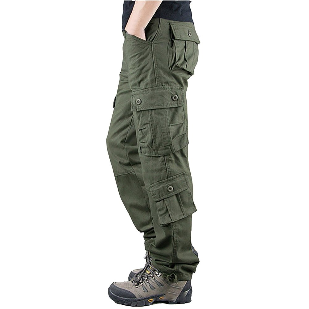 GOKKILRW Men's Military Cargo Tactical Pants Loose Ripstop Lightweight Cotton Stretch Combat Outdoor Hiking Pants Army Work Fishing Trendy Sport Joggers
