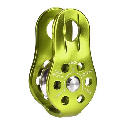 HERCHR 20KN Fixed Micro Pulley, 1000kg Strength Aluminium Alloy Single Rope Pulley Block Safety Pulleys for Climbing/Aloft Work/Rappelling/Rescue Emergency Outdoor Activity Climbing Pulley(Green)