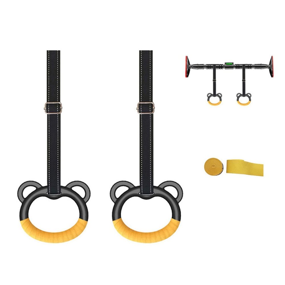 HERCHR Gymnastics Rings, Adjustable Strap Strength Training Pulling Rings, Children Kids Home Indoor Gym Equipment Physical Exercise Fitness Pull Up Straps (2m)