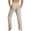 GOKKILRW Linen Pants for Men Quick Dry Lightweight Boho Lace Up Plain Color Straight Leg Loose Pants Outdoor Hiking Yoga Pants Summer Elastic Pj Lounge Trousers Beige view 2