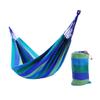 balacoo Double Camping Hammock Portable Rainbow Striped Canvas Swing Widened for Outdoor Relaxation for Travel Fishing and Hiking Blue view 1