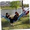 balacoo Double Camping Hammock Portable Rainbow Striped Canvas Swing Widened for Outdoor Relaxation for Travel Fishing and Hiking Blue view 4