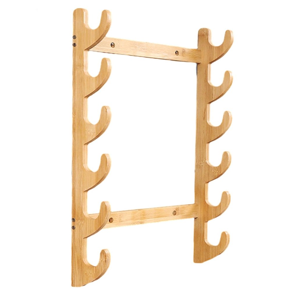 ROYUMI 1-13 Tiers Sword Display Wall Mount, Bamboo Katana Samurai Sword Hanger, Vertical Martial Arts Weapons for Wakizashi Tanto/Genji/Axe (Size : 6-Tier), 36655