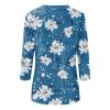 3/4 Length Sleeve Womens Tops 2025 Crewneck T-Shirts Loose Fit Tunic Blouses Floral Printed Summer Tees Three Quarter Sleeve Tshirts Vacation Clothes Blue Large view 3
