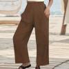 White Linen Pants Women Wide Leg Stretch Pants for Women Linen Palazzo Travel Pants Women Khaki Scrub Pants for Women Linen Set for Women Pants White Linen Pants view 2