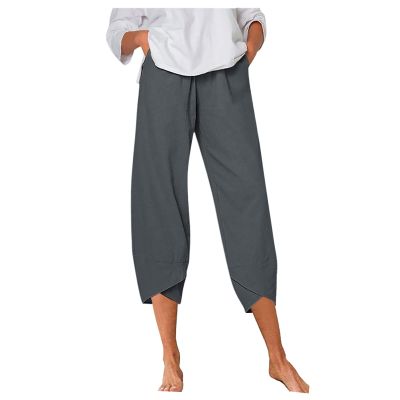 LCMTWX Linen Pants Lightweight Cotton Pants Women Linen Cargo Pants Palazzo Pants for Women Navy Blue Dress Pants for Women White Linen Palazzo Pants Beach Outfits for Women