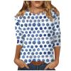 3/4 Length Sleeve Womens Tops Plus Size Casual Round Neck Cute Tunic Tops Graphic Tees Basic Blouses Dressy Loose Fit Pullover Business Work T-Shirts White X-Large view 1