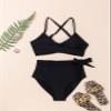 Dokotoo Womens Swimsuits Bikini Set for Women 2 Piece High Waisted Bikinis Summer 2025 Beach Vacation Essentials Adjustable Straps Cross Front Bathing Suits Tummy Control Swim Suits,Black Small view 3