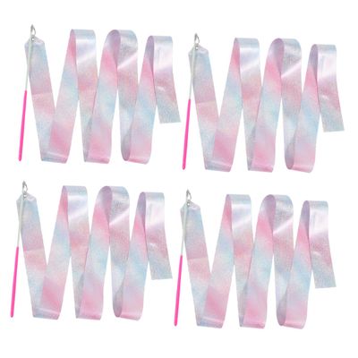 SUPVOX 4pcs Rainbow Dance Ribbons Gymnastics Streamers for Rhythm Gymnastics Dance Shows