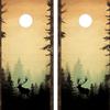 Pair of Waterproof Cornhole Board Wraps- Decals ONLY- Forest & Moose - Art - Laminated - Easy to Apply view 1
