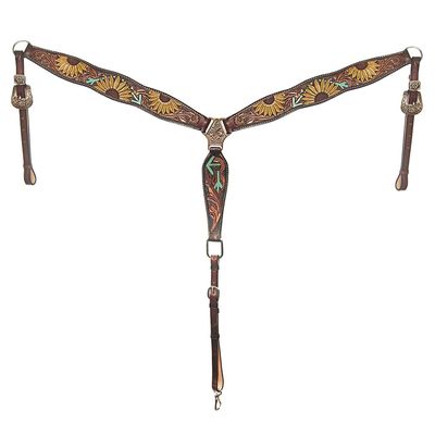 American Darling Western Horse Floral Breast Collar Genuine Leather Brown