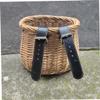 BRIGHTFUFU 1pc Woven Rattan Bicycle Basket for Boys and Girls Wicker Storage Straps for Front Handlebar Use Natural Wood Design view 2