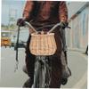 BRIGHTFUFU 1pc Woven Rattan Bicycle Basket for Boys and Girls Wicker Storage Straps for Front Handlebar Use Natural Wood Design view 3