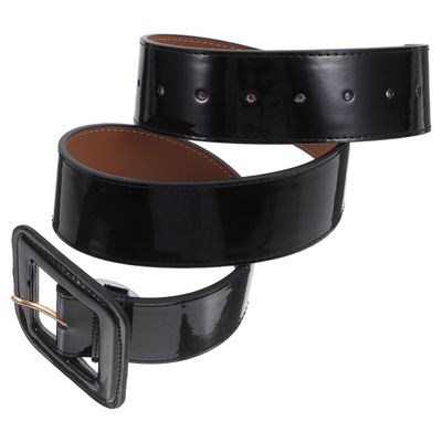 1Pc Black Patent Leather Wide Waist Belt for Women Adjustable European Style Fashion Accessory for Dresses and Casual Outfits