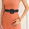 1Pc Black Patent Leather Wide Waist Belt for Women Adjustable European Style Fashion Accessory for Dresses and Casual Outfits view 2