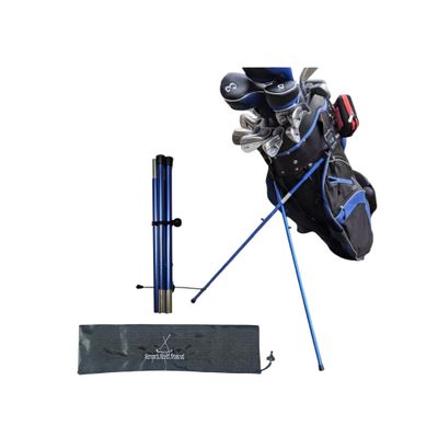SMART GOLF STAND 2.0 Blue Smart Golf Bag Stand Attachment Foldable Legs Only, with Steel Rope Cord, Easy to Carry Lightweight Golf Stand, Attachable Golf Bag Accessories, Blue-Aluminum