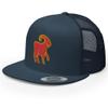 RIVEMUG Chinese Goat Flat Bill Embroidered Trucker Hat High Crown Adjustable Chinese Zodiac Cap Navy view 1