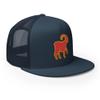 RIVEMUG Chinese Goat Flat Bill Embroidered Trucker Hat High Crown Adjustable Chinese Zodiac Cap Navy view 4
