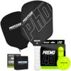 Professor PhD Raw Carbon Fiber Ultimate Player Bundle - Cover + Premo40 4-Pack Outdoor Pickleball + Carbon Cleaner Paddle Eraser view 1