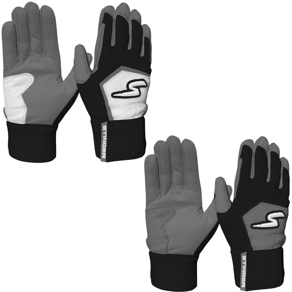 Stinger Sports Winder Series Batting Gloves - Adult Small, 2-Pack: Graphite/Black + Graphite/Black/White