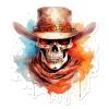 Cowboy Hat Skull Vinyl Decal Sticker- 13.5" x 12" view 1