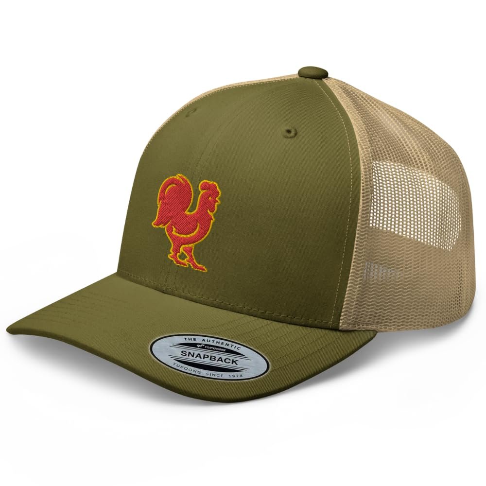 RIVEMUG Chinese Rooster Curved Bill Embroidered Trucker Hat Mid Crown Adjustable Chinese Zodiac Cap