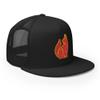 RIVEMUG Chinese Dog Flat Bill Embroidered Trucker Hat High Crown Adjustable Chinese Zodiac Cap Black view 4
