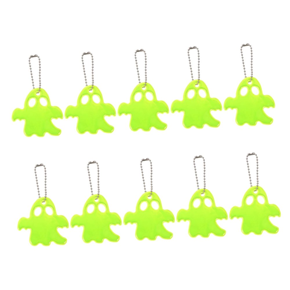NUOBESTY 10pcs Reflective Ghost Pendants for Halloween Decoration Night Ride Reflector Charms for Bags Backpacks Keychains Glow The Dark Fun for Parties