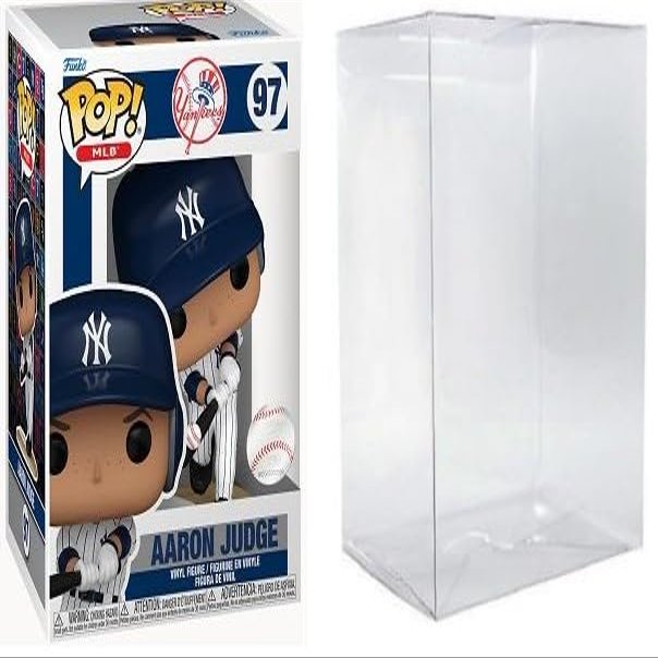 CLARKtoys Aaron Judge (New York Yankees) Vinyl Pop! Series 7 Vinyl Figure (Bundled with Compatible Box Protector Case) 3.75 inches, Clear