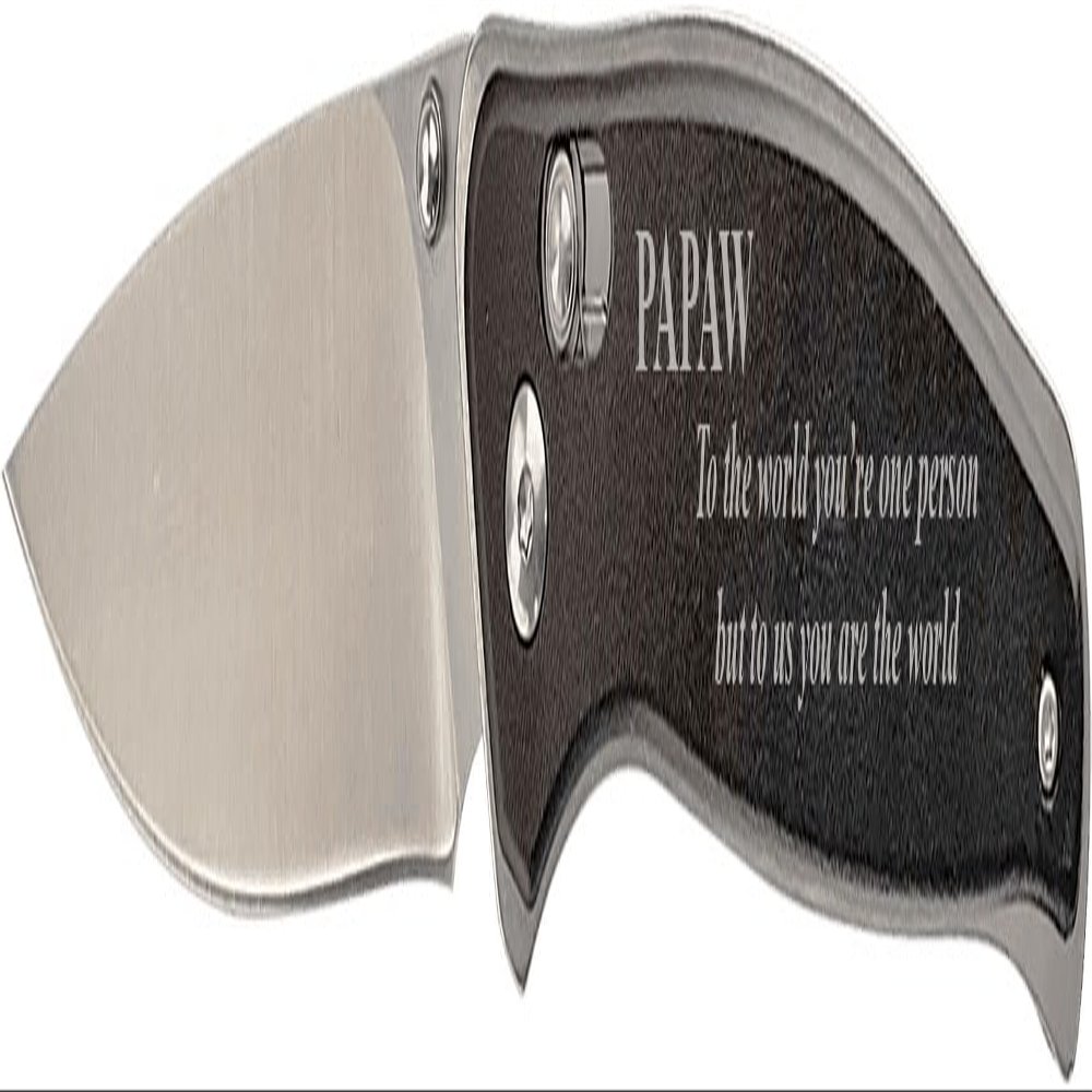 Papaw To The World You're One Person, You Are The World 4.5" Sharp Blade Black Button Lock Folding Outdoor EDC Survival Fishing Hiking Hunting Aluminum Handle Knife with Pocket Clip, Black