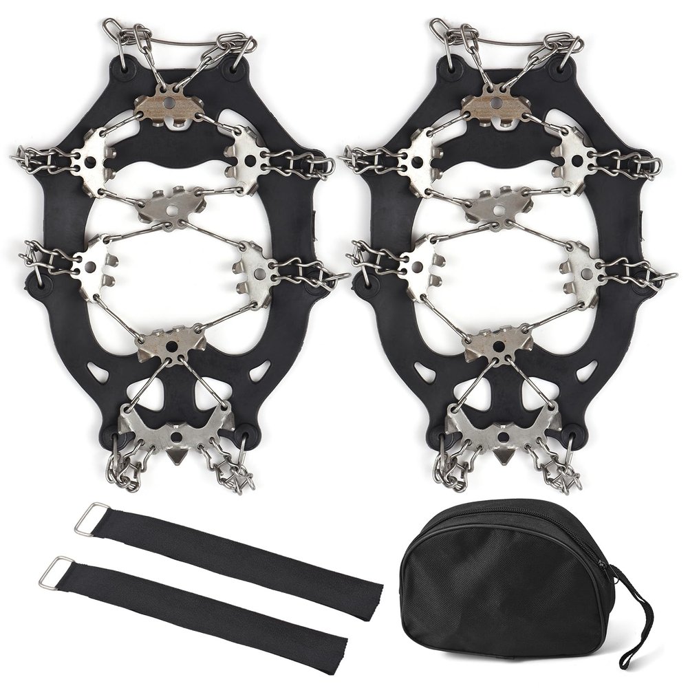 losipoka Hiking Crampons 32 Spikes Traction Cleats 32-Tooth Ice Claw Stainless Steel -Slip Shoe Cover Snow -Slip Device -Slip Chain