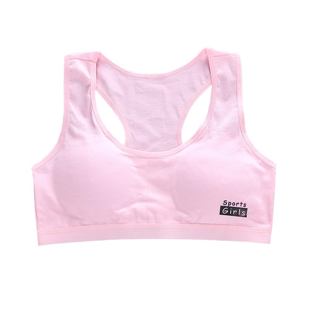 NineFit Basics Teen Girls Bra Cotton Underwear Vest Puberty Sport Training Breathable Bras Top Clothes for Teens Girls (Pink, One Size)