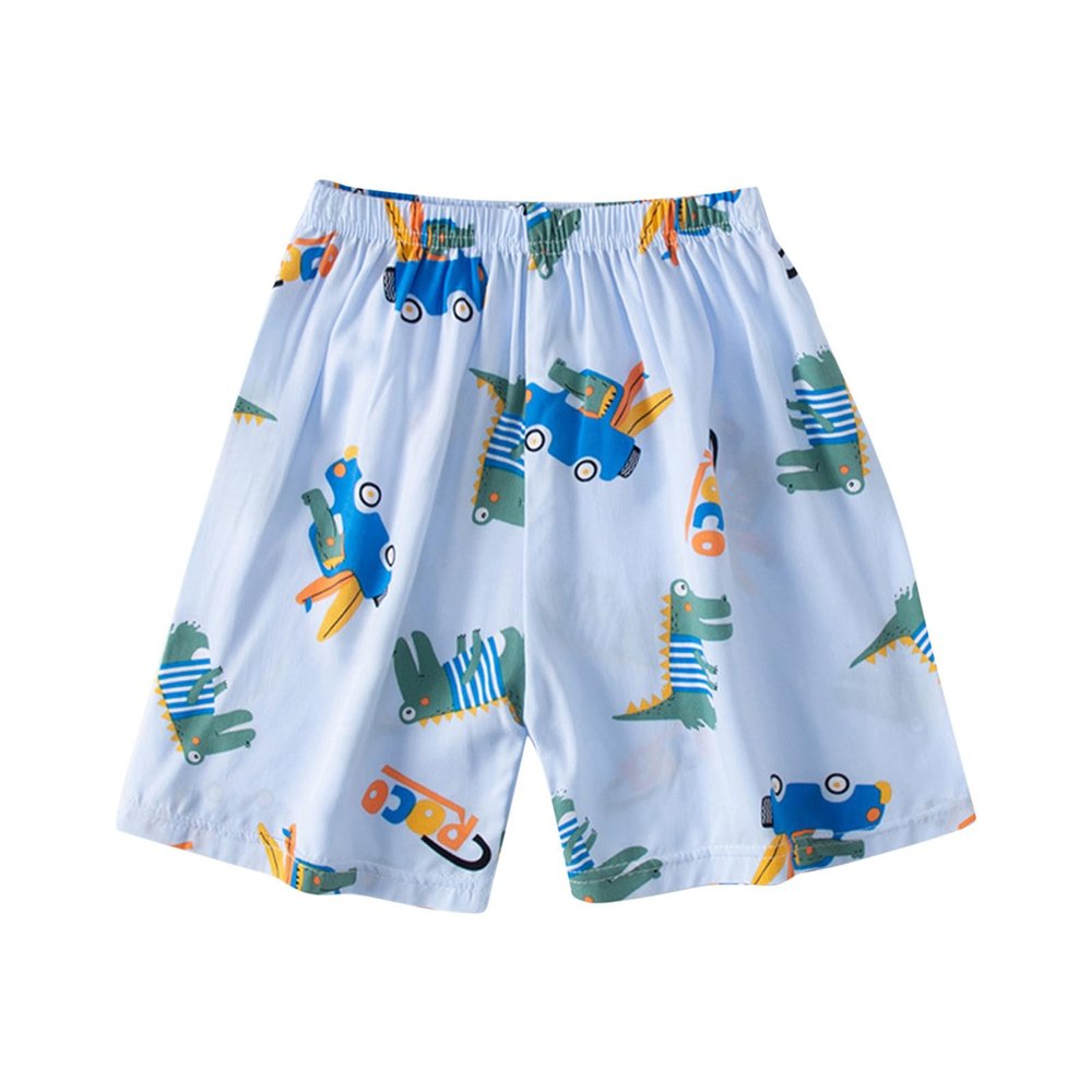 Little Boys Swim Trunks UPF 50+ Toddler Beach Shorts Swimsuit Kids Boys Cartoon Pull On Quick (Light Blue, 4-5 Years)