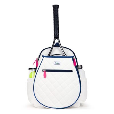 Ame & Lulu Jr. Love Tennis Backpack (Quilted White/Navy/Pink)