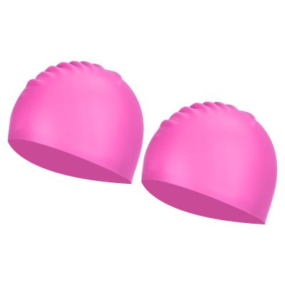PATIKIL Silicone Swim Cap, 2 Pcs Waterproof Swimming Hat Non-Slip Adult Swimming Caps for Women and Men Swim Training Racing, Pink