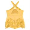 ACSUSS Kids Girls Latin Ballroom Dance Dress Metallic Sequins Tassel Skirt Leotard Modern Jazz Tap Costume Dancewear Gold 12 Years view 4