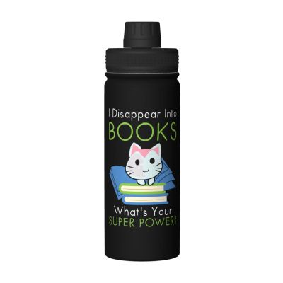 SIYTUAU I Dis Appear Into Books Water Bottle 18 Oz Stainless Steel Water Bottles Leak Proof Outdoor Sports Insulated Water Bottle Funny Bottle Water