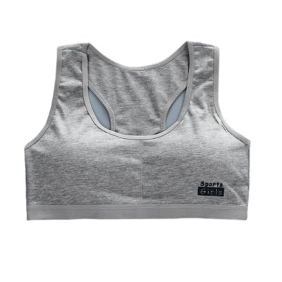 Teen Girls Bra Cotton Underwear Vest Puberty Sport Training Breathable Bras Top Clothes for Teens Girls (Grey, One Size)
