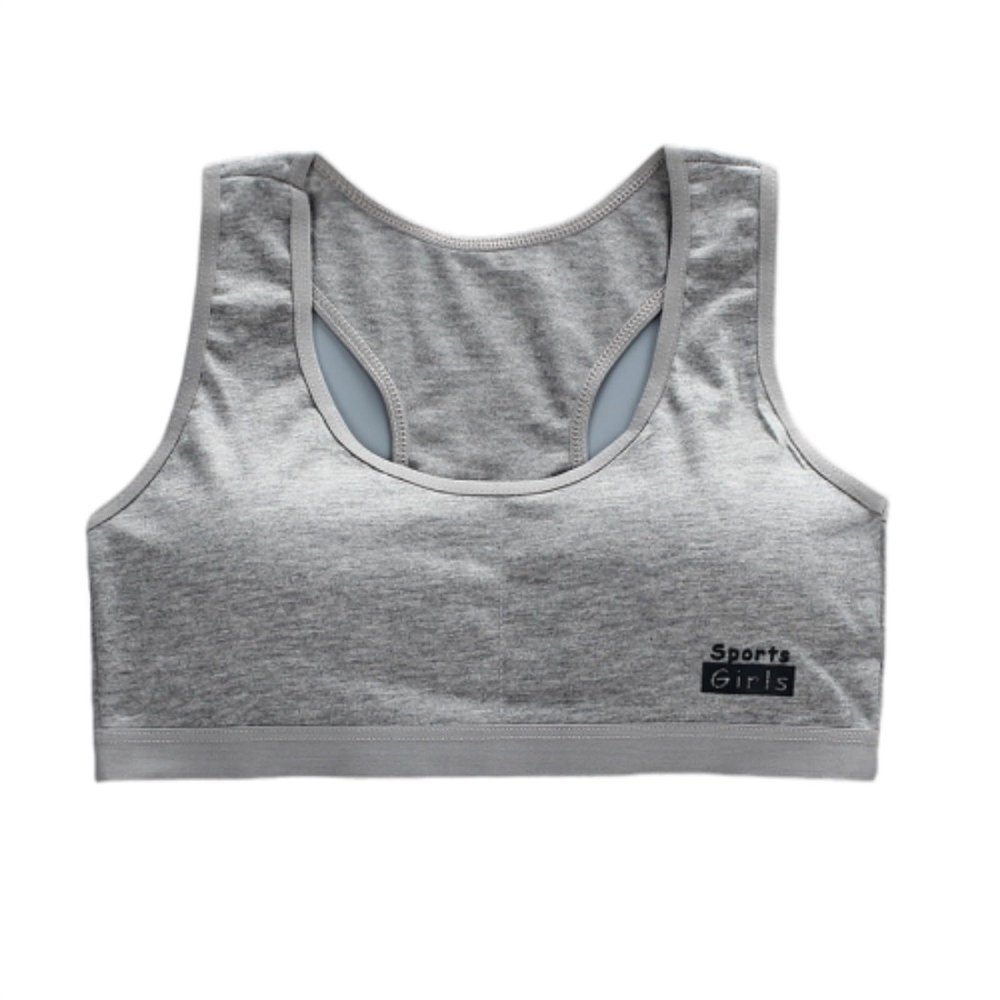 Teen Girls Bra Cotton Underwear Vest Puberty Sport Training Breathable Bras Top Clothes for Teens Girls (Grey, One Size)