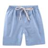 NineFit Basics Toddlers Boys Girls Cotton Linen Shorts Pants Kids Solid Color Loose Casual Shorts Elastic Waist (Light Blue, 5-6 Years) view 1