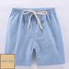 NineFit Basics Toddlers Boys Girls Cotton Linen Shorts Pants Kids Solid Color Loose Casual Shorts Elastic Waist (Light Blue, 5-6 Years) view 3