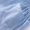 NineFit Basics Toddlers Boys Girls Cotton Linen Shorts Pants Kids Solid Color Loose Casual Shorts Elastic Waist (Light Blue, 5-6 Years) view 4