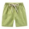 NineFit Basics Toddlers Boys Girls Cotton Linen Shorts Pants Kids Solid Color Loose Casual Shorts Elastic Waist (Green, 3-4 Years) view 1