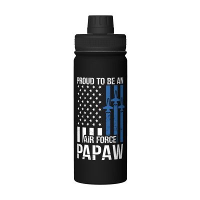 SIYTUAU Proud Us Air Force Papaw America Flag Water Bottle 18 Oz Stainless Steel Water Bottles Leak Proof Outdoor Sports Insulated Water Bottle Funny Bottle Water
