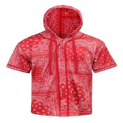 AIRNINE Men's Bandana Print Baseball Jersey Button Down Shirts (S to 5XL) (Bandana Red_J64, 5X-Large)
