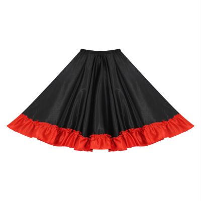 Eandarui Kids Girls Spanish Bull Dance Skirts Flamenco Performance Costume Big Swing Folkloric Mexican Dancewear Black A 9-10 Years