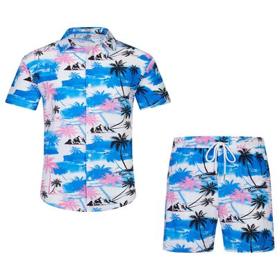 EISHOPEER Mens Hawaiian Shirt Short Sets 2 Piece Vacation Outfits Sets Casual Short Sleeve Shirt and Shorts Suits Small